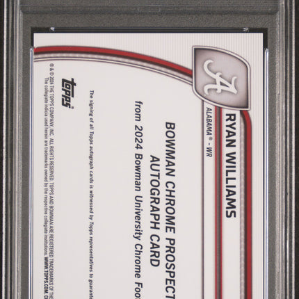 2024 Bowman University Chrome Auto Ryan Williams #PARWI Green Ref PSA 9 /99