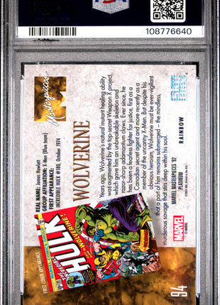 2024 Upper Deck Marvel Masterpieces '92 Platinum Wolverine #94 PSA 10