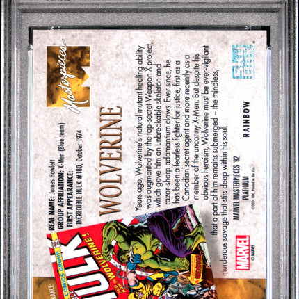 2024 Upper Deck Marvel Masterpieces '92 Platinum Wolverine #94 PSA 10