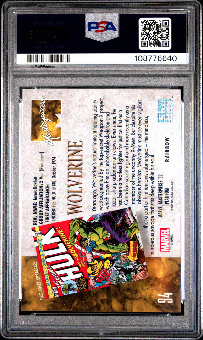 2024 Upper Deck Marvel Masterpieces '92 Platinum Wolverine #94 PSA 10