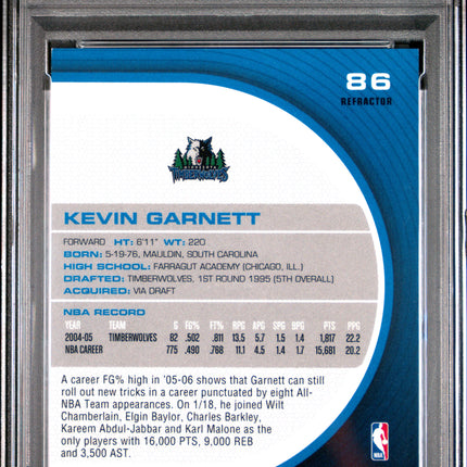 2005 Finest Kevin Garnett #86 Red Refractor PSA 9 /169