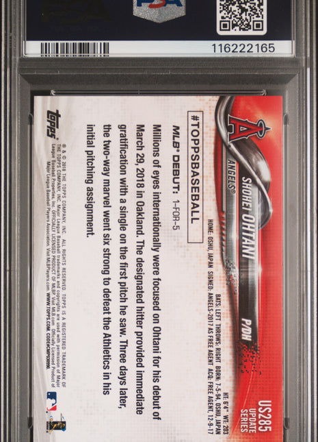 2018 Topps Update Shohei Ohtani #US285 PSA 10