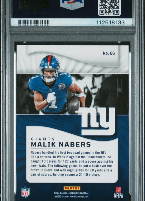 2024 Panini Illusions Malik Nabers #66 Trophy Coll Yellow Diamond PSA 9