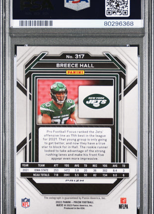 2022 Panini Prizm Breece Hall #317 Autograph PSA 9