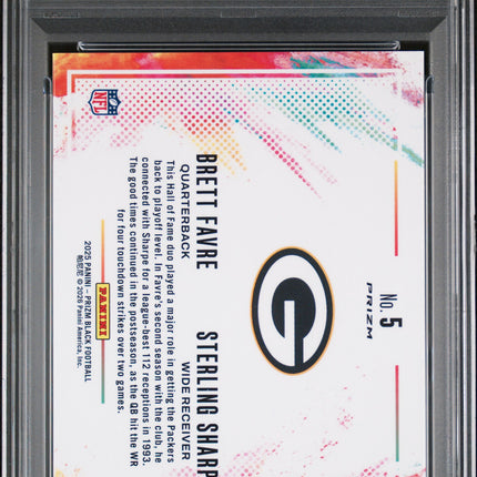 2025 Panini Prizm Black Color Blast Duals Favre Sharpe #5 PSA 10
