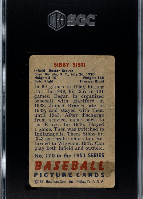 1951 Bowman Sibby Sisti #170 SGC 1