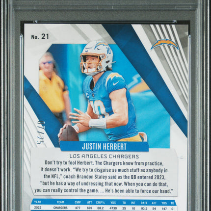 2023 Panini Phoenix Justin Herbert #21 Green Seismic PSA 10 /25