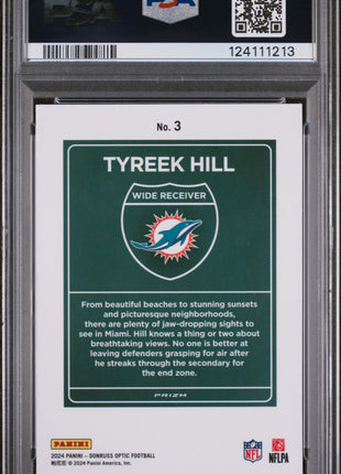 2024 Panini Donruss Optic Downtown! Tyreek Hill #3 PSA 9