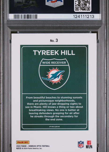 2024 Panini Donruss Optic Downtown! Tyreek Hill #3 PSA 9