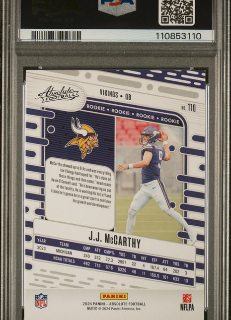 2024 Panini Absolute JJ Mccarthy #110 PSA 8