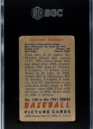 1951 Bowman Granny Hamner #148 SGC 1.5