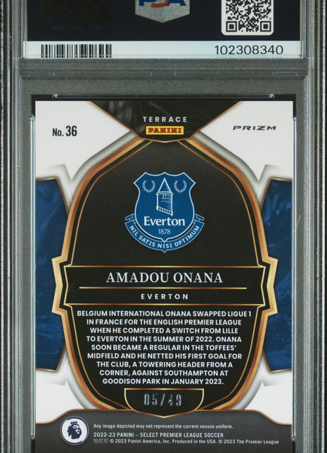 2022-23 Panini Select Premier League Amadou Onana #36 Tie Dye PSA 10
