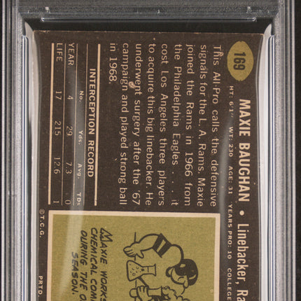 1969 Topps Maxie Baughan #169 PSA 3 Auto 10
