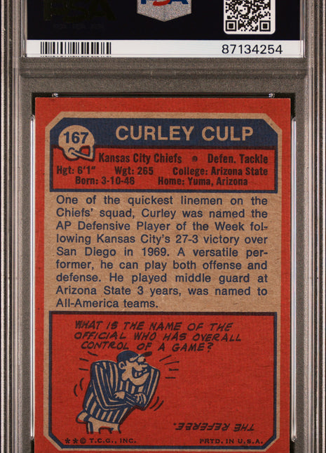 1973 Topps Curley Culp #167 PSA 8
