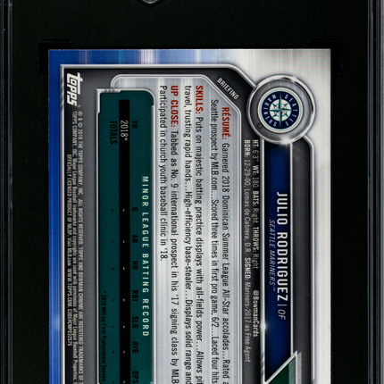 2019 Bowman Chrome Draft Julio Rodriguez #BCP-33 SGC 10