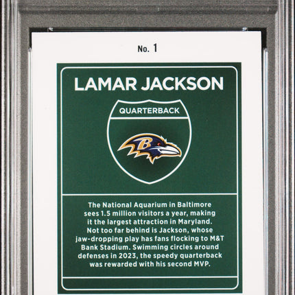 2024 Panini Donruss Downtown! Lamar Jackson #1 PSA 9