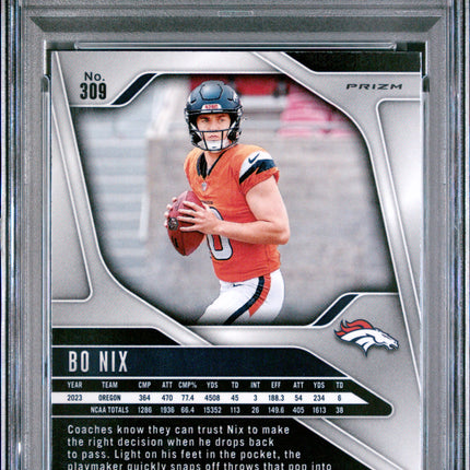 2024 Panini Prizm Bo Nix #309 Orange Ice PSA 10