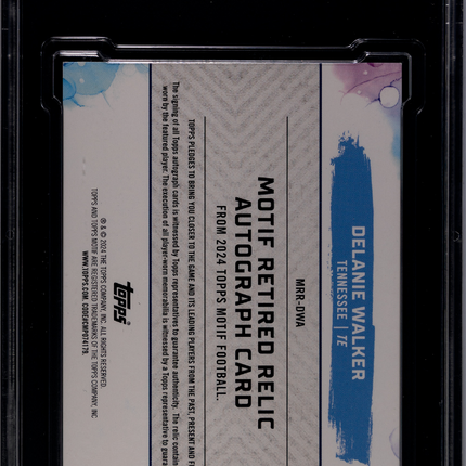 2023 Topps Motif Delanie Walker NFL Shield Logo Patch Auto 1/1 SGC 9.5 Auto 10