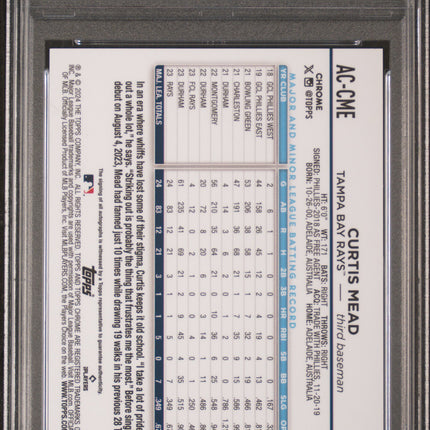 2024 Topps Chrome Update Auto Curtis Mead #ACCME Red Wave 4/5 PSA 9