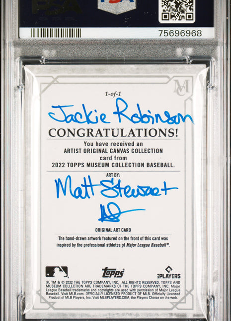 2022 Topps Museum Canvas Collection Sketch Jackie Robinson Matt Stewart PSA 9