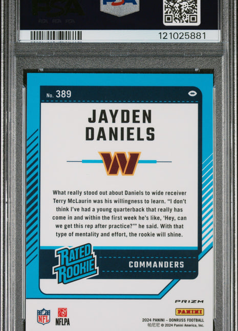 2024 Panini Donruss Jayden Daniels #389 Optic Preview Red Wave PSA 10
