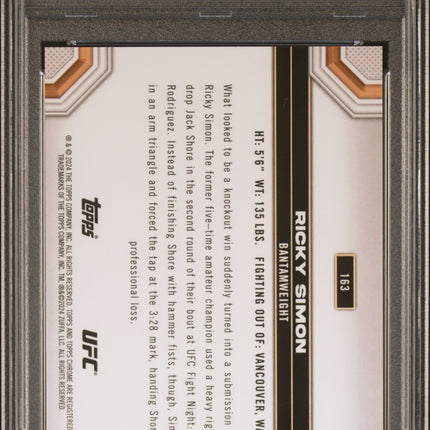 2024 Topps Chrome UFC Ricky Simon #163 Black Refractor 08/10 PSA 10
