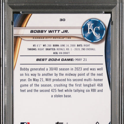 2024 Bowman's Best Bobby Witt JR. #30 Gold Lava PSA 9 /52