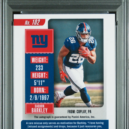 2018 Panini Contenders Saquon Barkley #102 Variation Autograph PSA 10 Auto