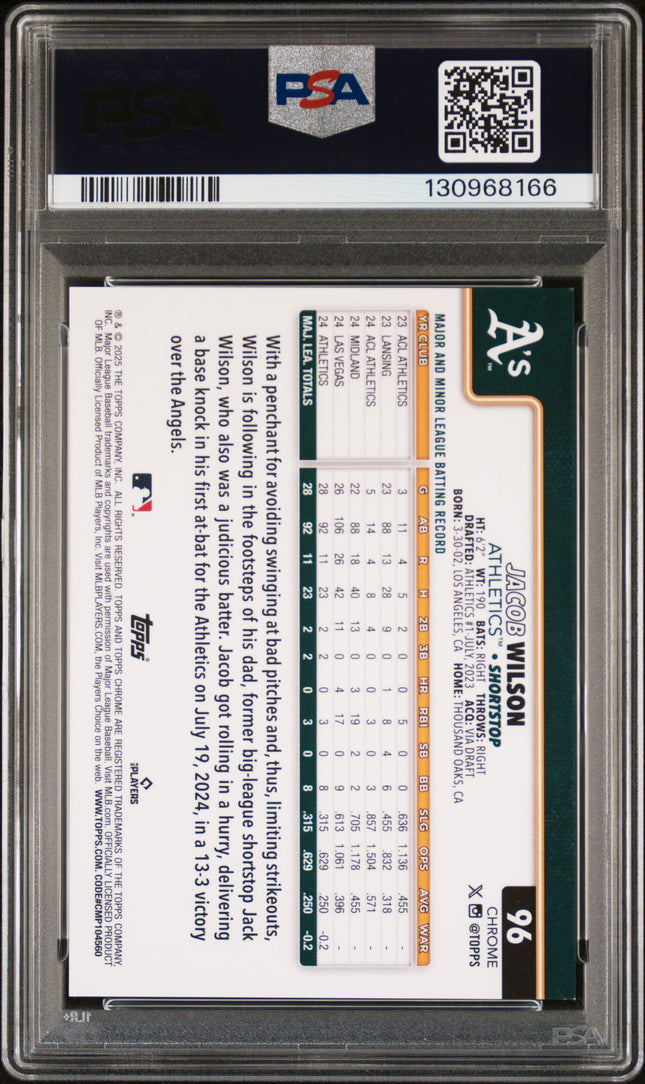 2025 Topps Chrome Jacob Wilson #96 Variation Black Speckle PSA 8