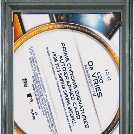 2025 Bowman Chrome Prime Chrome Leo De Vries #PCS-LD Orange Refractor /25 PSA 10