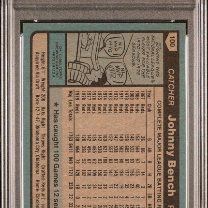 1980 Topps Johnny Bench #100 PSA 7