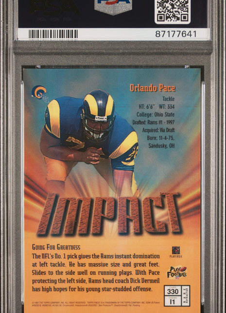 1997 Finest Orlando Pace #330 Atomic Refractor PSA 6