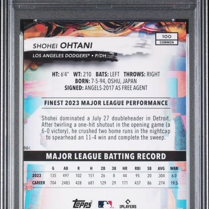 2024 Topps Finest Shohei Ohtani #100 Sky Blue Refractor 220/325 PSA 10