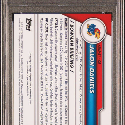 2023 Bowman University Chrome Sapphire Auto Jalon Daniels #JAD PSA 9