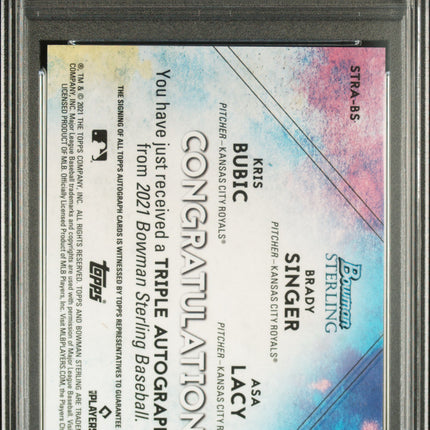 2021 Bowman Sterling Triple Auto Lacy Bubic Singer #BS Red Refractor 1/1 PSA 10
