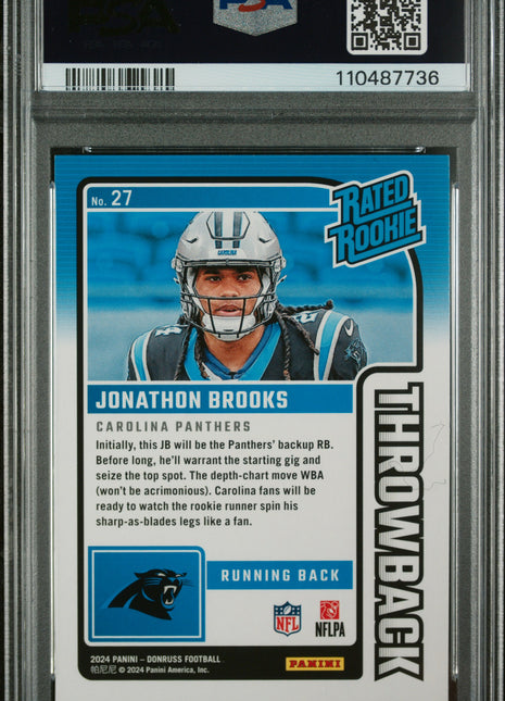 2024 Panini Donruss Rated Rookies Throwback Jonathon Brooks #27 PSA 9