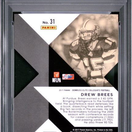 2017 Panini Elite Draft Picks Drew Brees #31 Orange Die Cut PSA 8