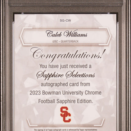 2023 Bowman Chrome Sapphire Selections Caleb Williams #SGCW Black PSA 9 Auto /10