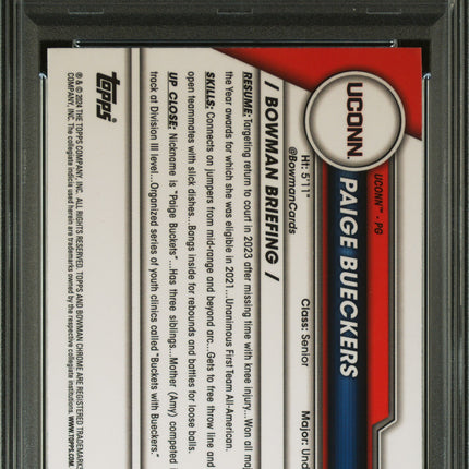 2023 Bowman University Chrome Sapphire Paige Bueckers #90 PSA 10