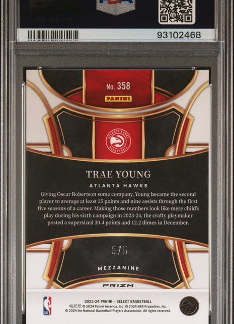 2023 Panini Select Trae Young #358 Green Prizm PSA 10