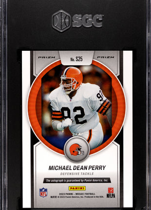 2023 Panini Mosaic Michael Dean Perry #S25 Scripts Black Prizm 1 1 SGC 9.5