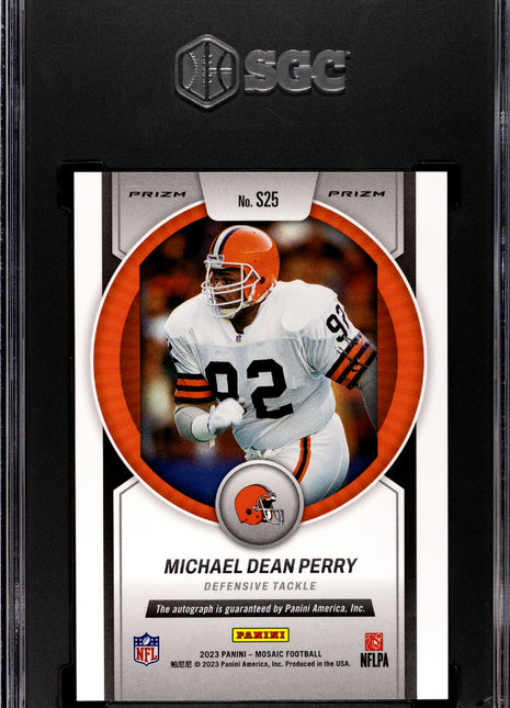 2023 Panini Mosaic Michael Dean Perry #S25 Scripts Black Prizm 1 1 SGC 9.5