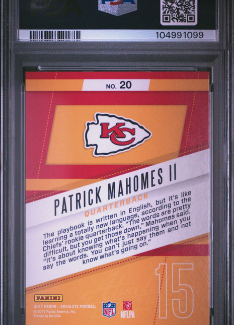 2017 Panini Absolute Rookie Roundup Patrick Mahomes II #20 PSA 9