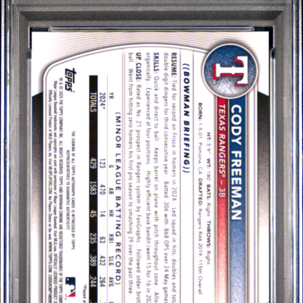 2025 Bowman Chrome Cody Freeman #CPACFR Gold Shimmer /50 PSA 10 Auto