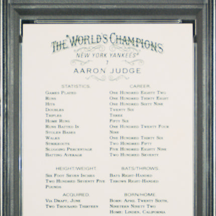 2018 Topps Allen & Ginter Aaron Judge #7 PSA 10