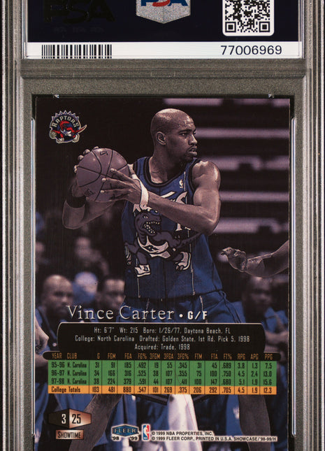 1998 Flair Showcase Vince Carter #25 Row 3 PSA 9