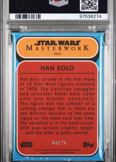 2021 Topps Star Wars Masterwork Out Of The Box Han Solo #6 PSA 9