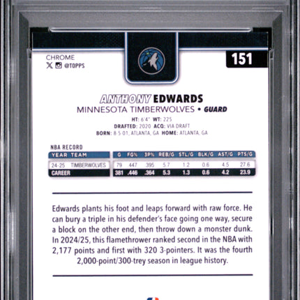 2025 Topps Chrome Anthony Edwards #151 Variation Green Speckle PSA 9 /99