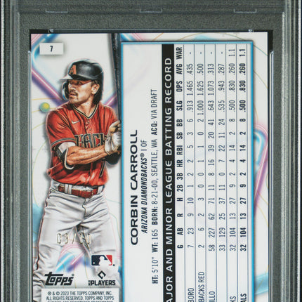 2023 Topps Cosmic Chrome Corbin Carroll #7 Black Eclipse PSA 8 /10