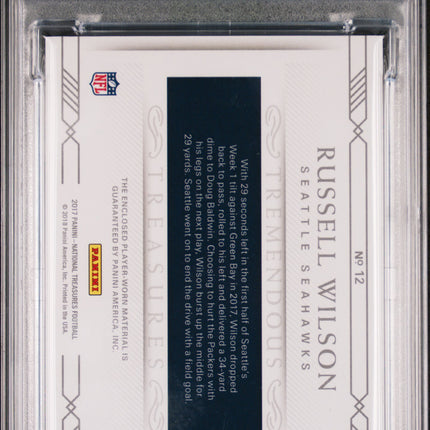 2017 Panini National Treasures Tremendous Jersey Russell Wilson #12 31/49 PSA 9